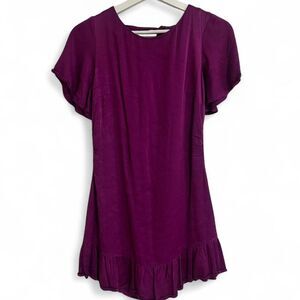 Anthropologie Magenta Ruffle Hem Mini Dress Size 4 Feminine